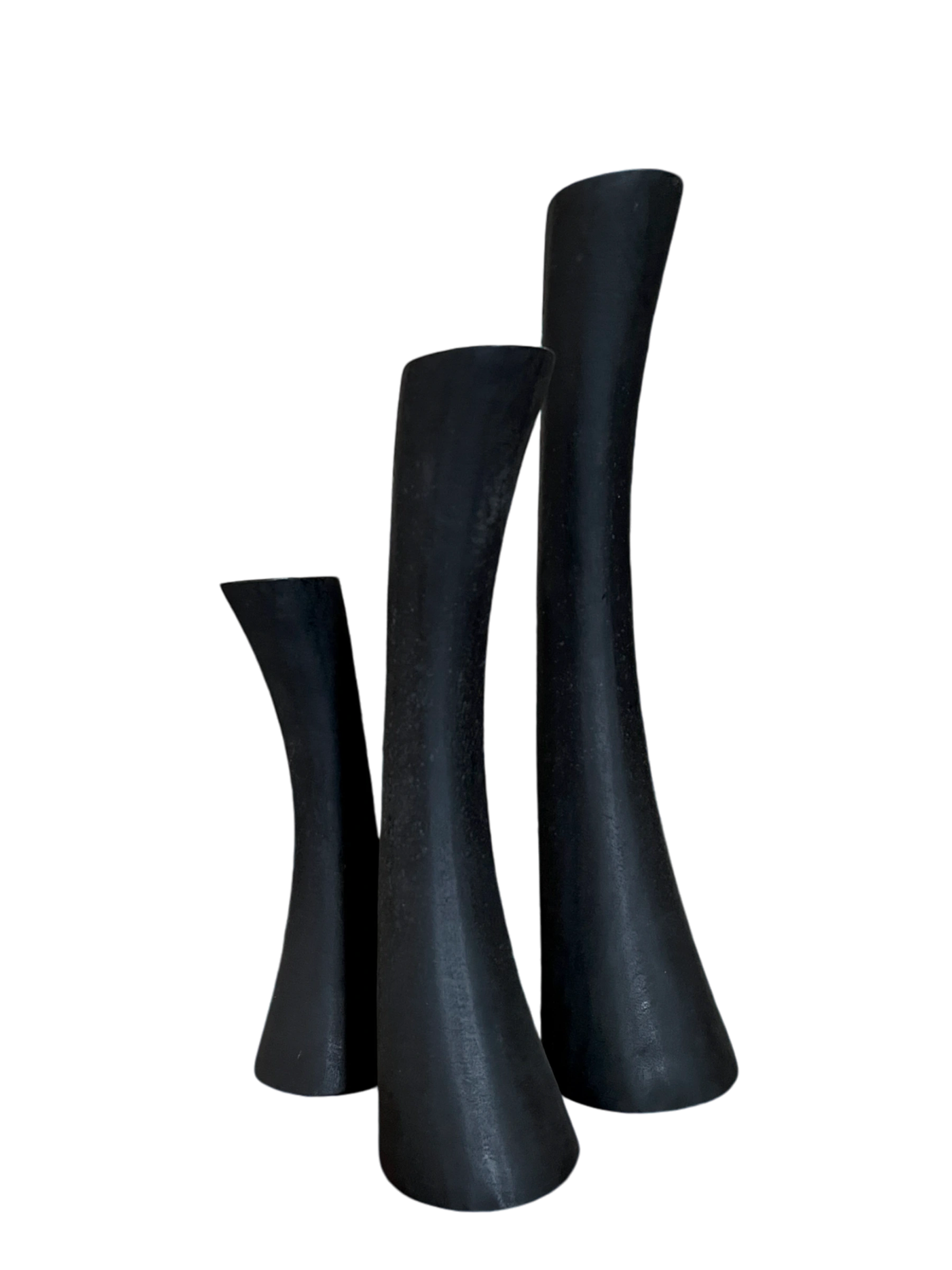 Solid Black Candle Holder